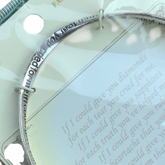 Mom Inspirational Silver-Tone Twist Bangle Bracelet Heart Charm NEW Prayer Card - Picture 4 of 8